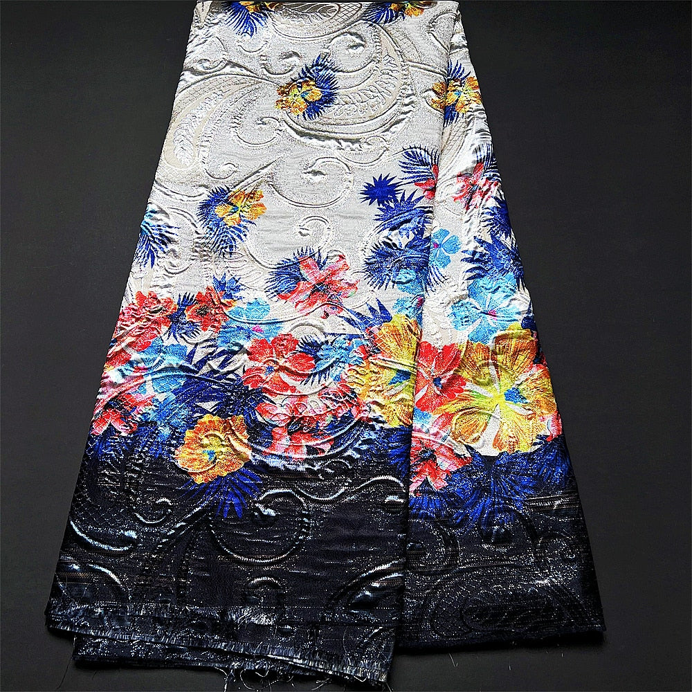 5 METRI / 8 COLORI / Tessuto jacquard in viscosa a fiori multicolori per abiti, giacche, abiti, camicie, fodere di gonne