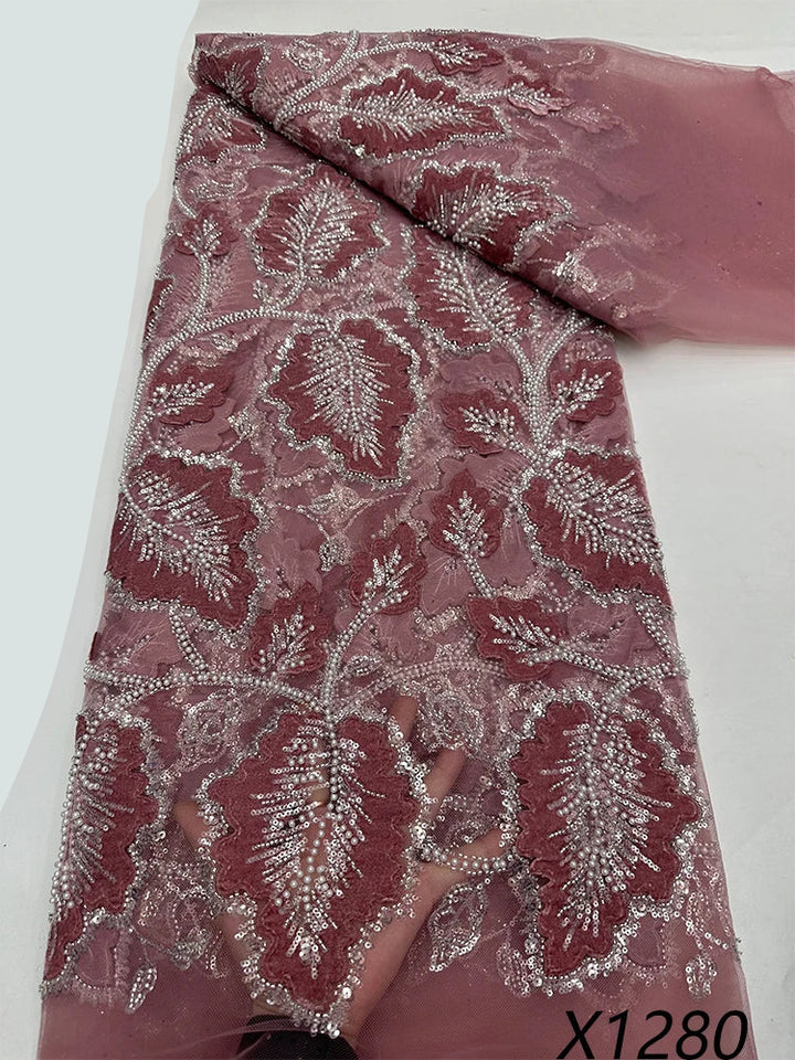 5 YARDS / 7 COLLORS / Isadora Beaded Embroidery Bridal Mesh Lace Fabric