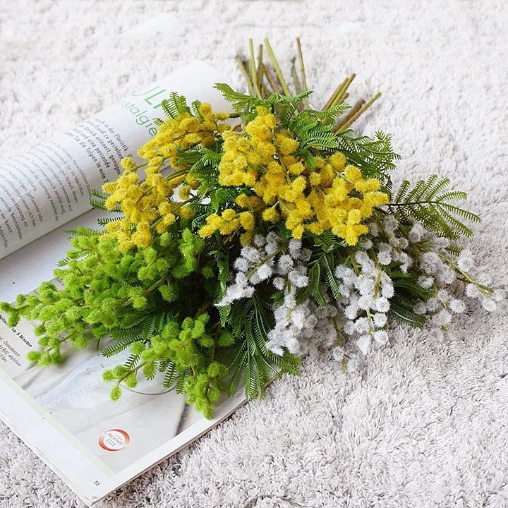 Floris 14 Inch Artificial Acacia Mimosa Faux Flower