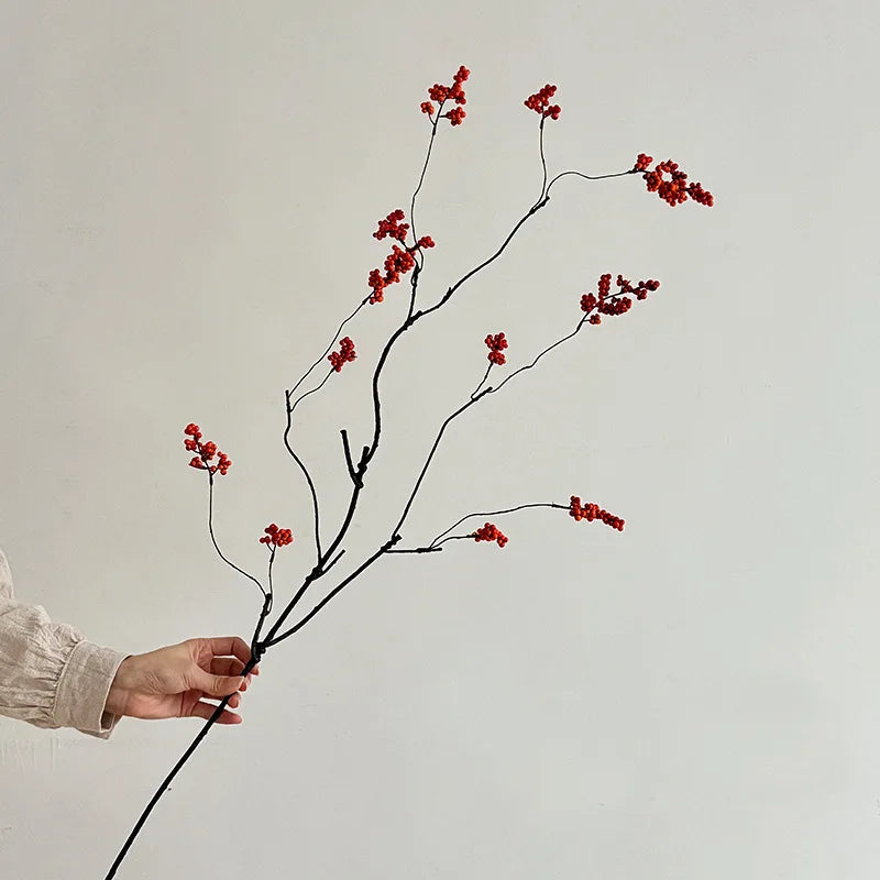 Musa 36 Inch Artificial Red Berry Fruit Branch