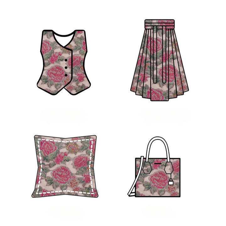 Moemos Pink Floral Woven Jacquard Fabric