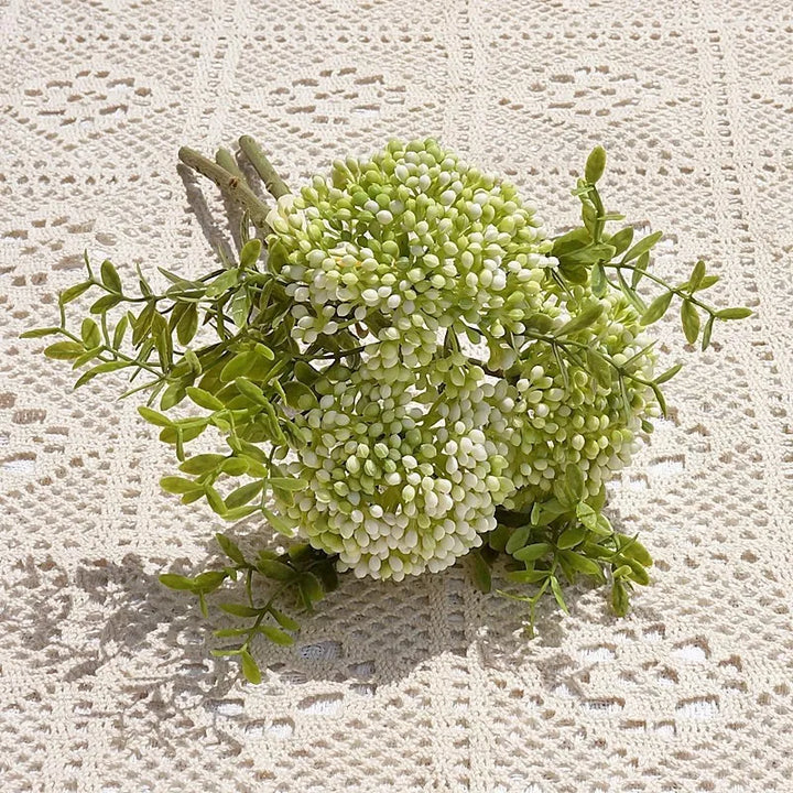 Lina 11 Inch Hydrangea and Oat Grapes Artificial Flower