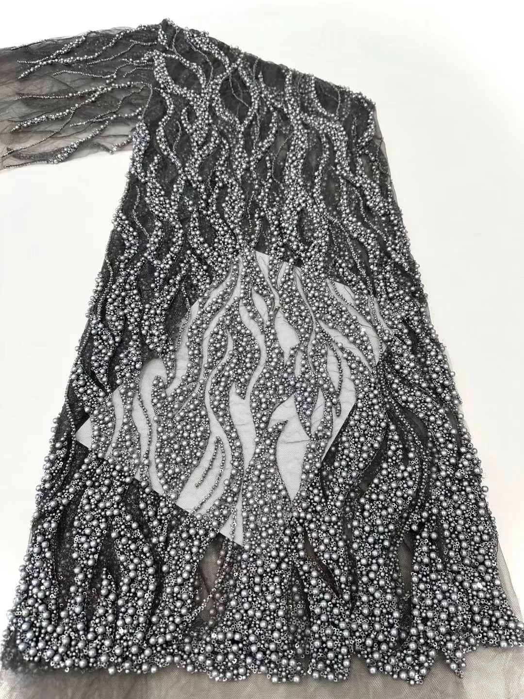 5 YARDS / 6 COLORS / ASKLEPIOS Sequin Beaded Embroidery Glitter Mesh Dress Lace Fabric