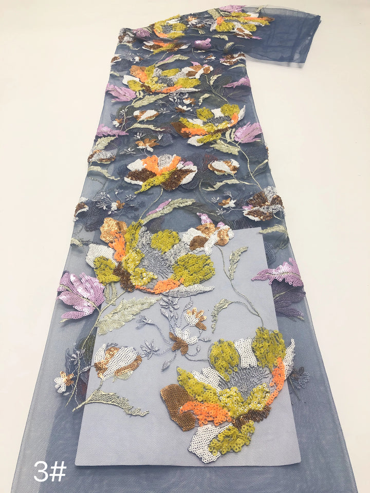 5 YARDS / 10 COLORS / Aurette Floral Beaded Embroidery Bridal Mesh Lace Fabric