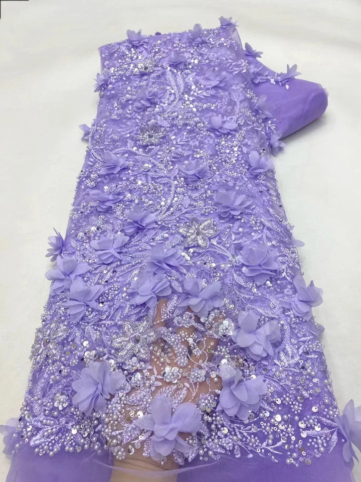 5 YARDS / 8 COLORS / DAMON Sequin Beaded Embroidery Glitter Mesh Dress Lace Fabric