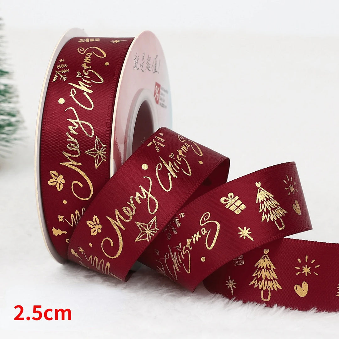 5 Yards / Polyester Printed Christmas Decoration Ribbon