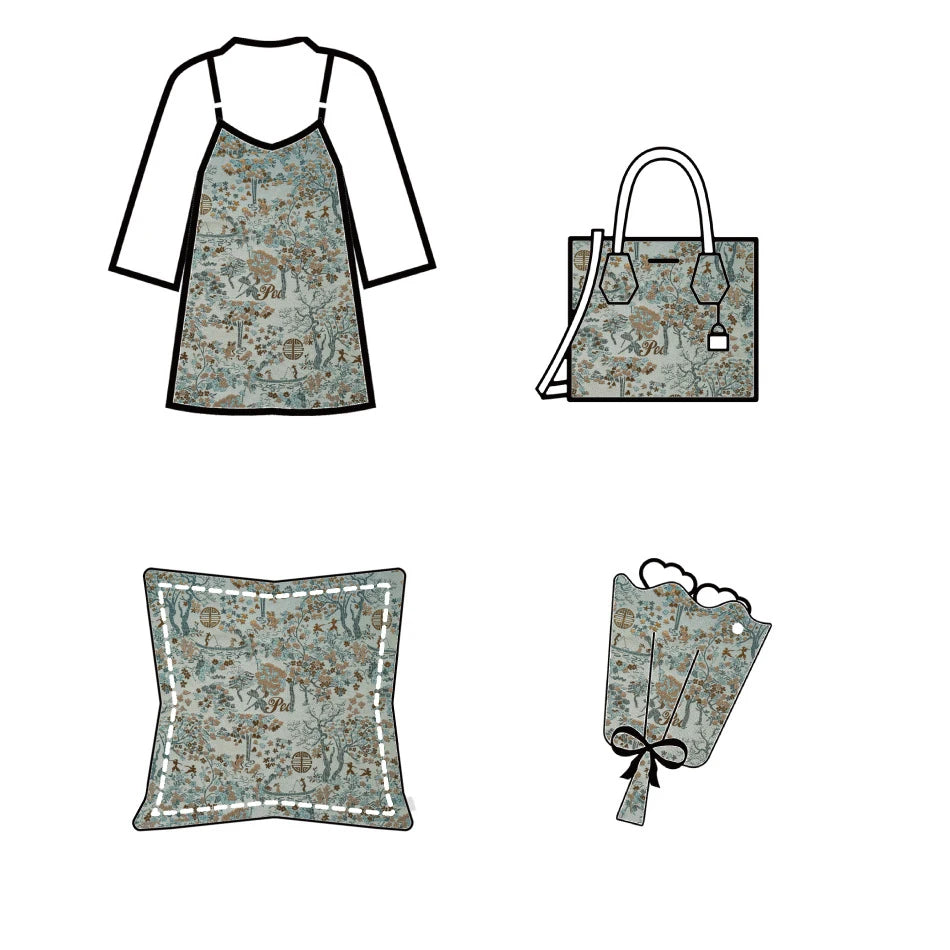 Ava Retro Palace Style Gold Silk Jacquard Fabric