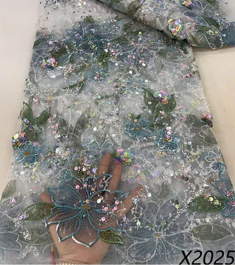 5 YARDS / 5 COLORS / Ophelia Beaded Embroidery Bridal Mesh Lace Fabric