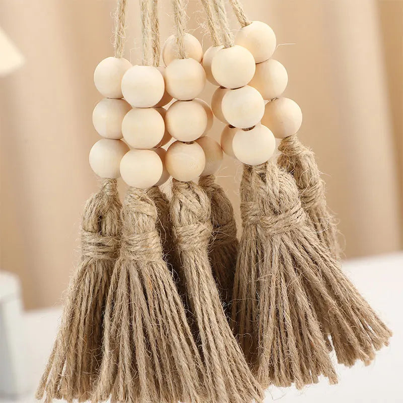 Tasselle Jute Rope Tassels with Wood Beads