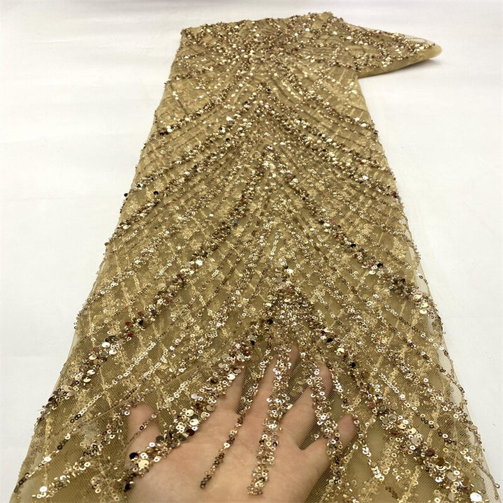 5 YARD / 8 COLORI / Tessuto Baptiste con paillettes ricamate con perline, glitter, pizzo scintillante per abiti da cerimonia nuziale