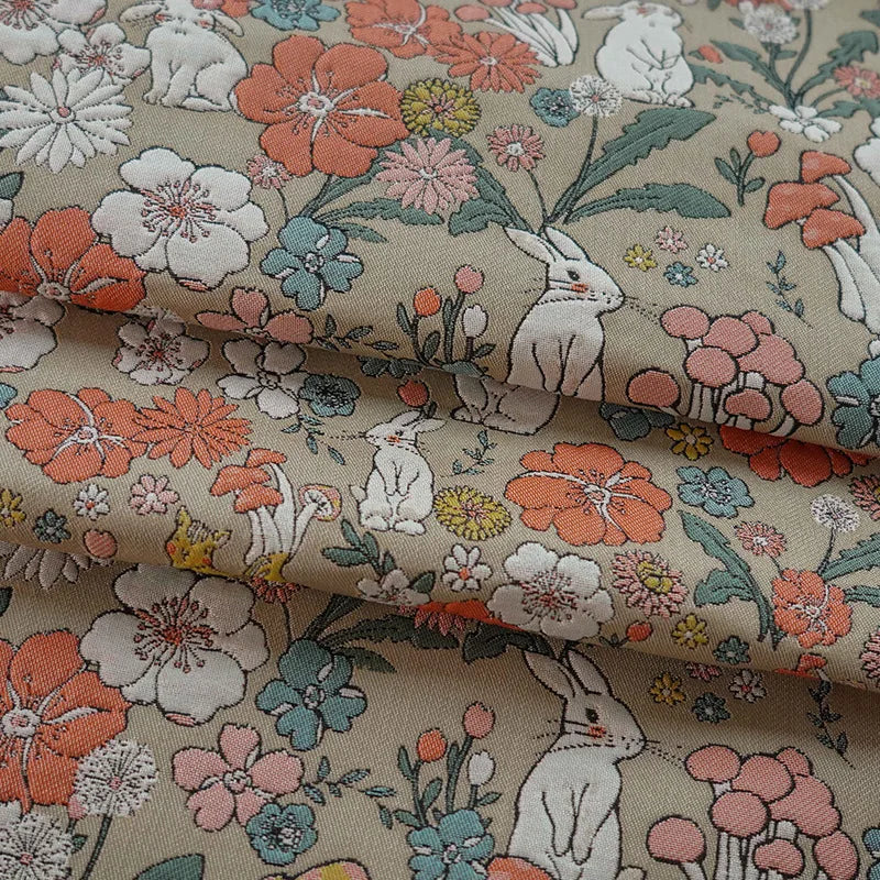 Rabbit and Mushroom Cartoon Yarn Dyed Jacquard Fabric