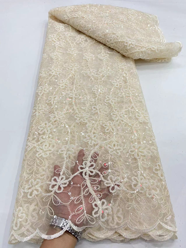 5 YARD / 10 COLORI / Tessuto per abiti da cerimonia nuziale in pizzo scintillante con ricamo di perline e paillettes Tom