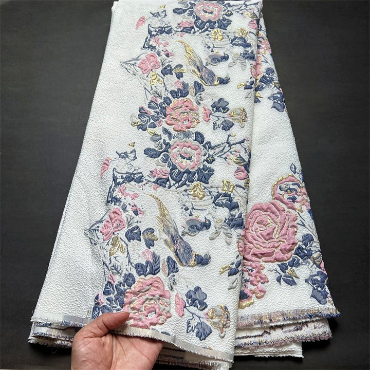 5 YARDS / 7 COLORI / Tessuto jacquard in viscosa con rose fiorite Mari per abiti, giacche, abiti, camicie, fodere di gonne