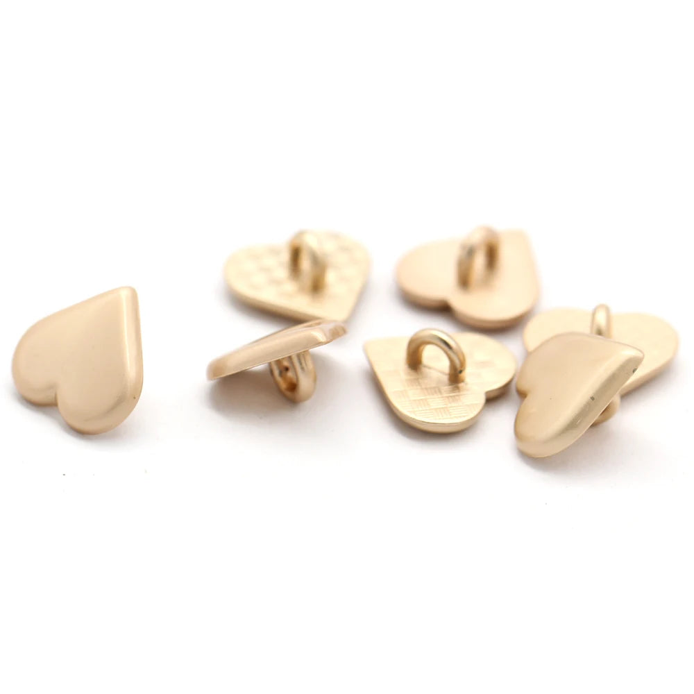 Hearts 11mm Metal Shank Button - 10 PC