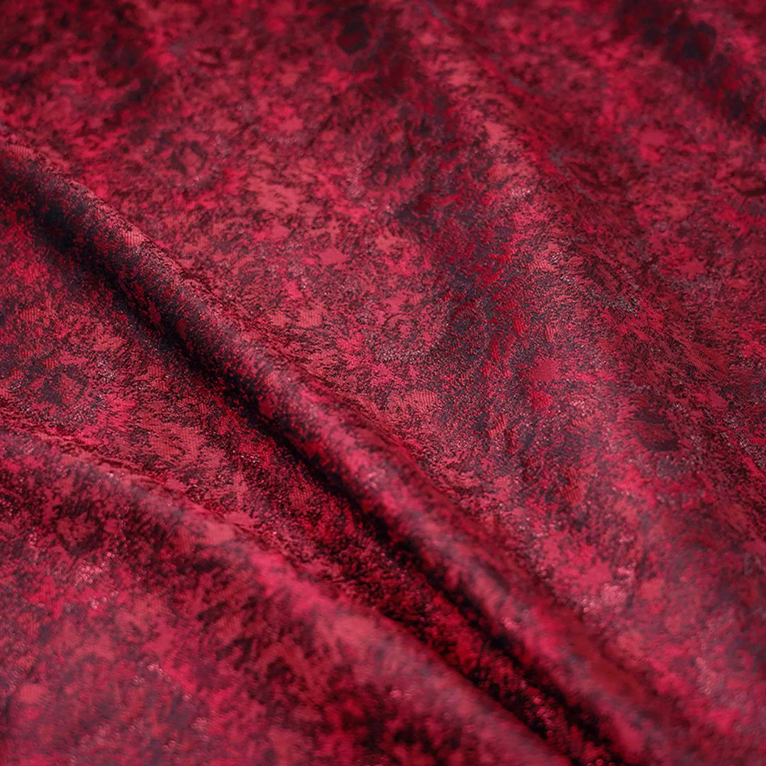Milo Crimson Red Textured Yarn Dyed Jacquard Fabric