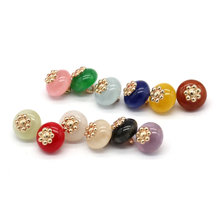 Hezoel 10mm Small Colorful Resin Button - 10 PC