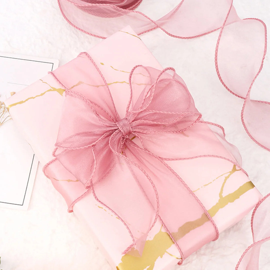 10 Meter / Sheer Wired Chiffon Organza Decoration Ribbon