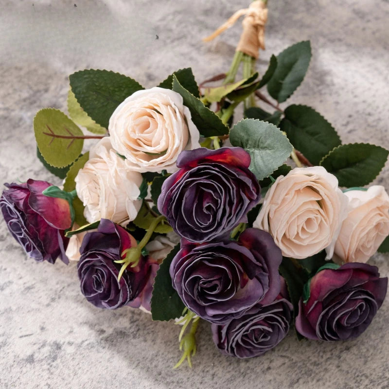 Brio 17 Inch Artificial Burnt Edge Rose Bouquet