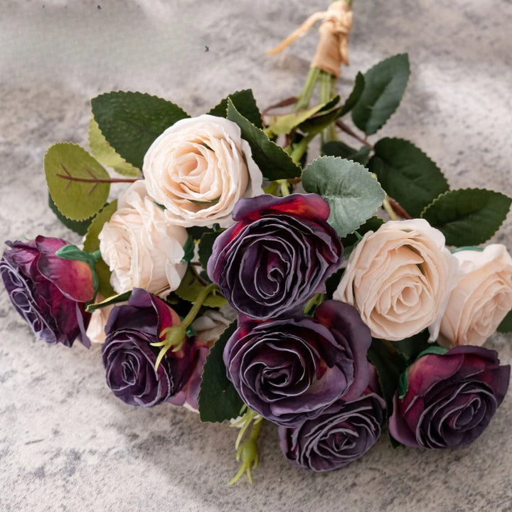 Brio 17 Inch Artificial Burnt Edge Rose Bouquet