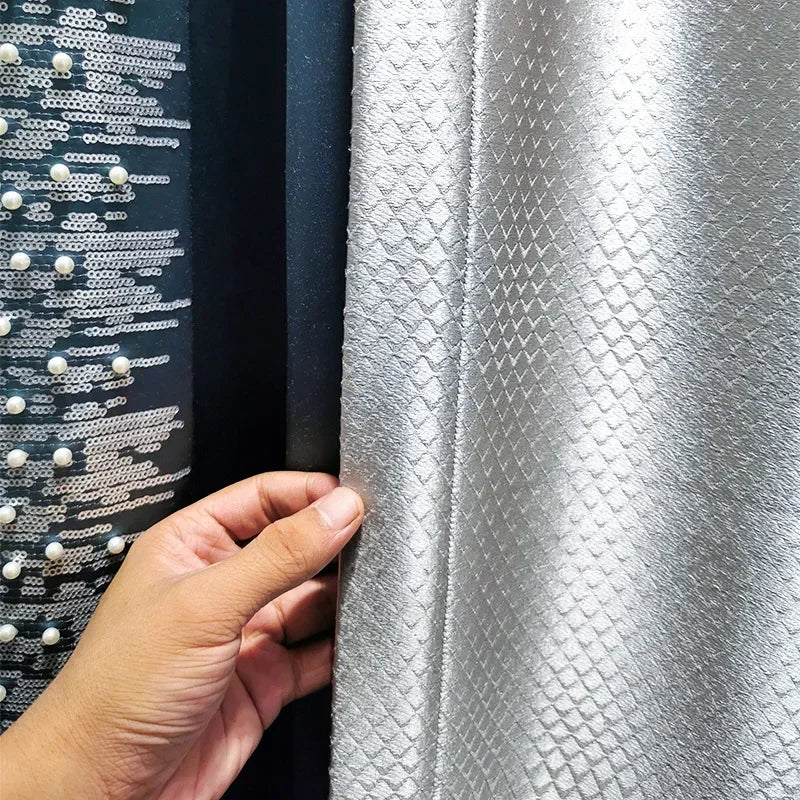 Silver Gray Textured Jacquard Custom-Made Curtain Drapery
