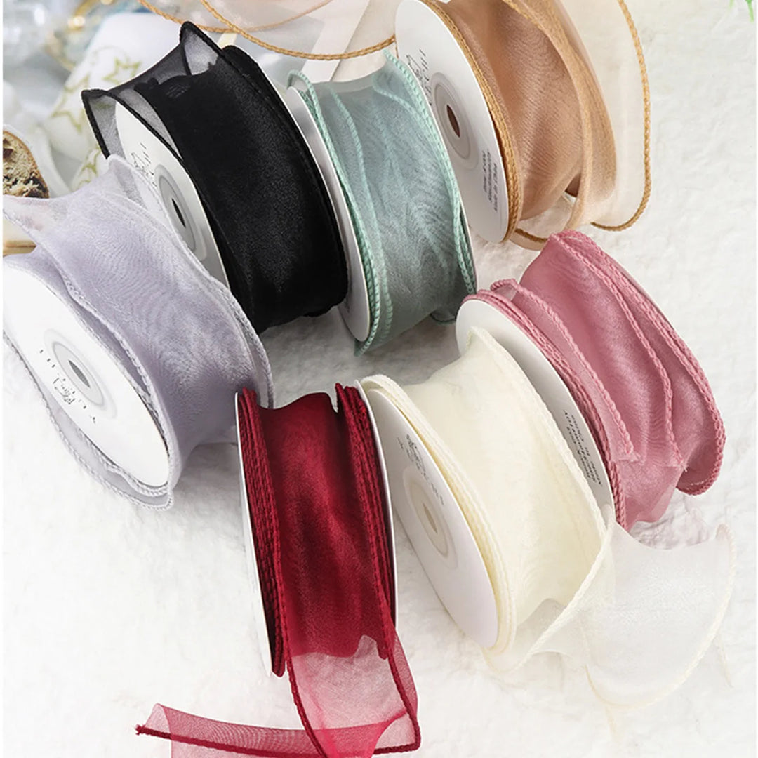 10 Meter / Sheer Wired Chiffon Organza Decoration Ribbon