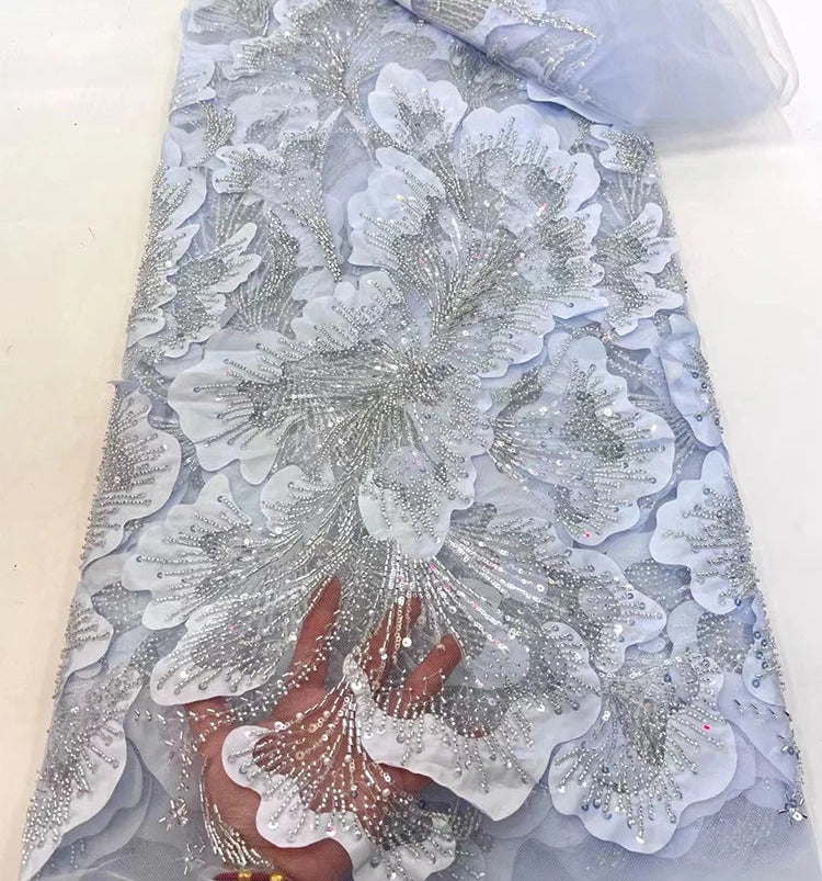 5 YARDS / 10 COLORS / Seraphine Beaded Embroidery Bridal Mesh Lace Fabric