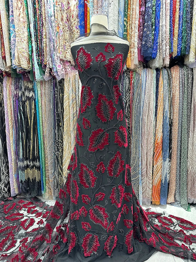 5 YARDS / 7 COLLORS / Isadora Beaded Embroidery Bridal Mesh Lace Fabric