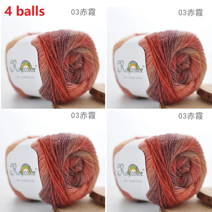 100% Wool Yarn Rainbow Color for Hand Knitting Crochet