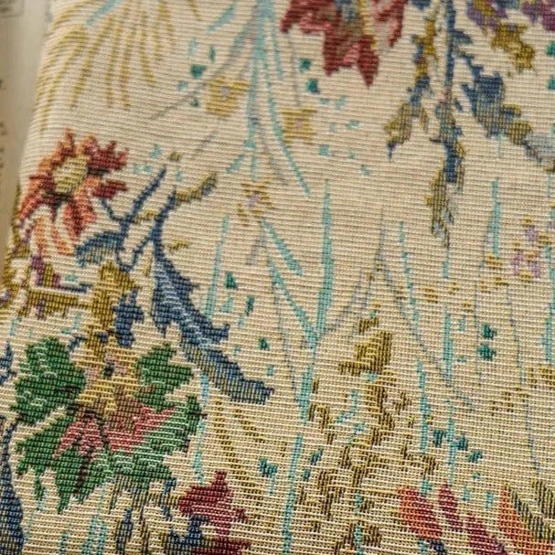 Tessuto jacquard intrecciato in ciniglia multicolore floreale vintage