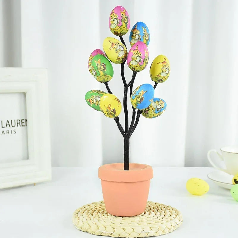 Colorful Easter Foam Egg Tree Flower Pot