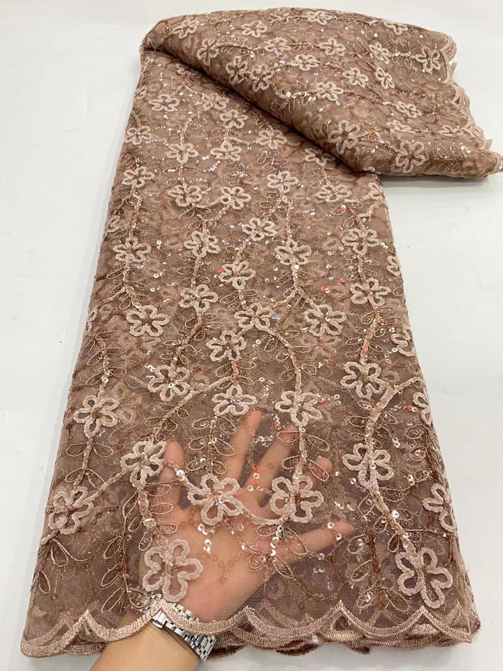 5 YARD / 10 COLORI / Tessuto per abiti da cerimonia nuziale in pizzo scintillante con ricamo di perline e paillettes Tom