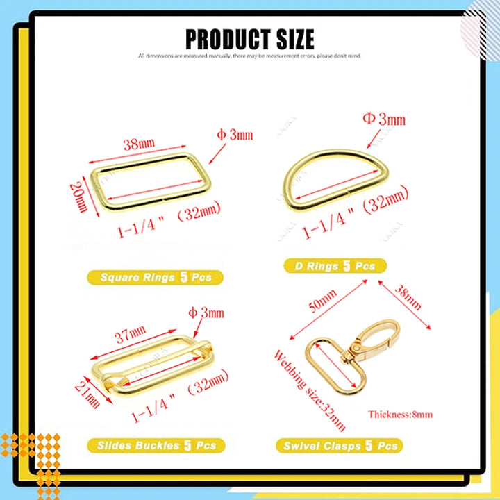 20 SET /  Metal Belt Buckle D Ring Set