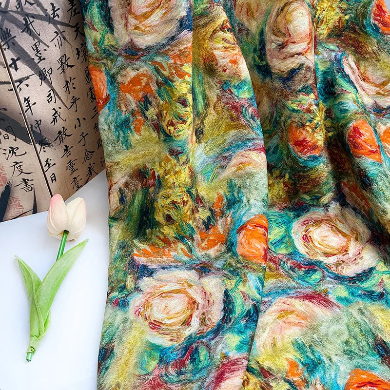 Mona Oil Painting Style Woven Jacquard Fabric