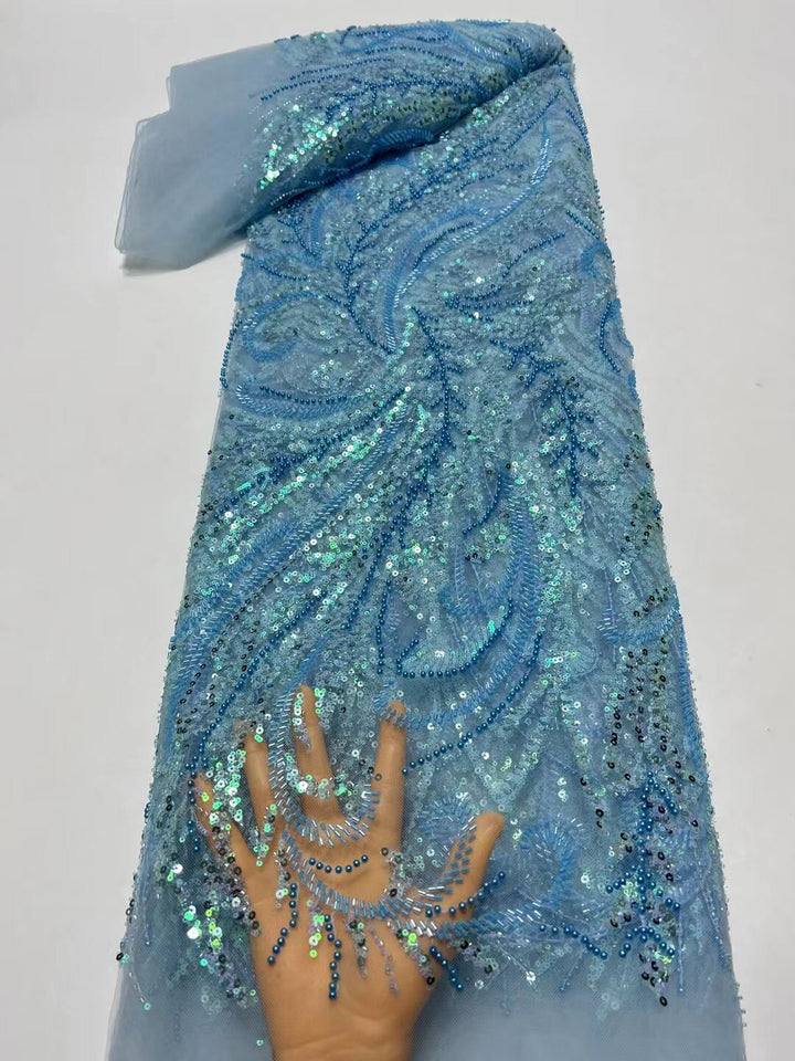 5 YARD / 8 COLORI / Tessuto per abiti da cerimonia nuziale in pizzo scintillante con ricami di perline e paillettes Louis