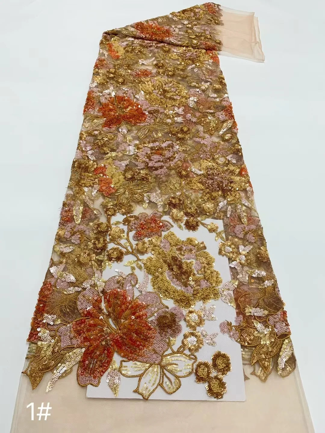 5 YARDS / 10 COLORS / Aurette Floral Beaded Embroidery Bridal Mesh Lace Fabric