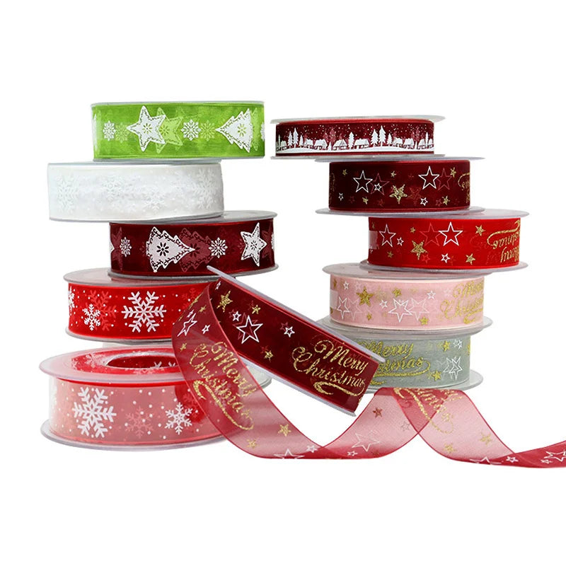 5 Meters / Christmas Satin Natural Organza Ribbon