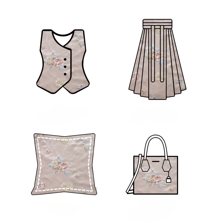 Wilert Pink Brocade Jacquard Flower Fabric