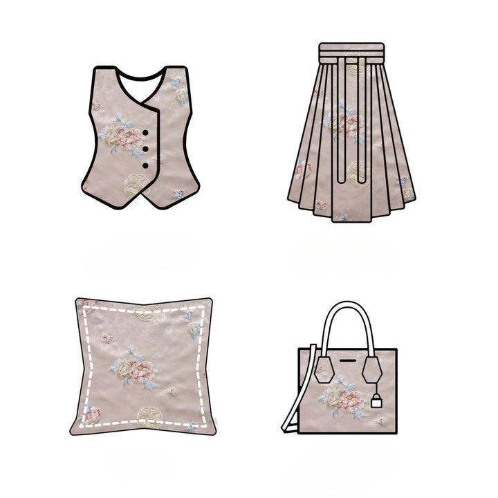 Wilert Pink Brocade Jacquard Flower Fabric