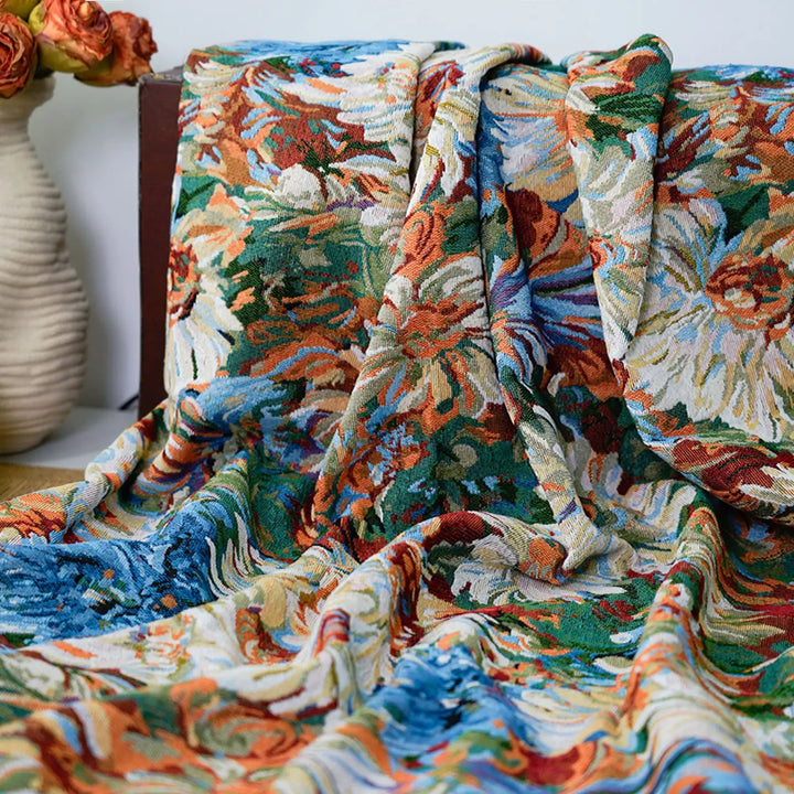 Nicole Vintage Oil Painting Large Floral Chenille Fabric