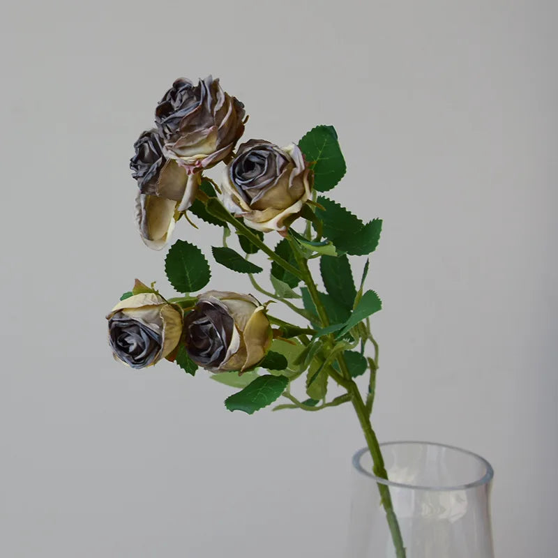 Serein 17 inch 5 Head Vintage Faux Rose Flower