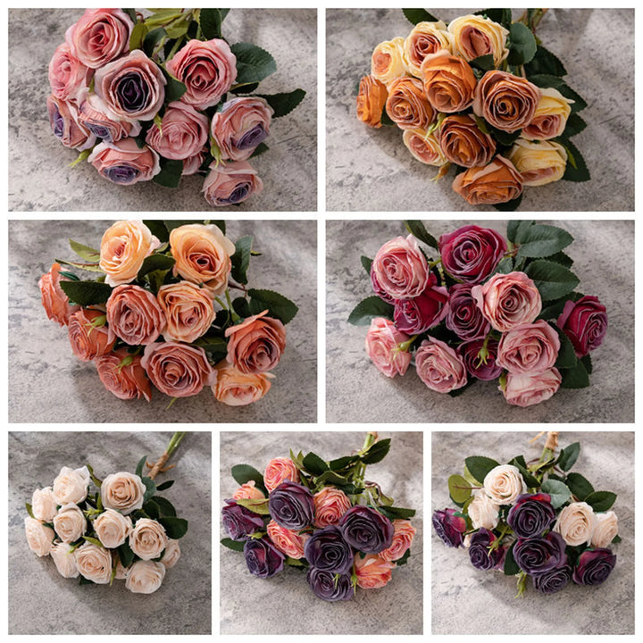 Brio 17 Inch Artificial Burnt Edge Rose Bouquet