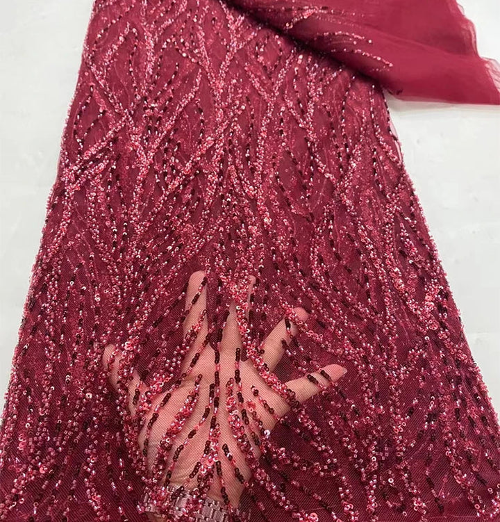 5 YARDS / 7 COLORS / Elysia Beaded Embroidery Bridal Mesh Lace Fabric