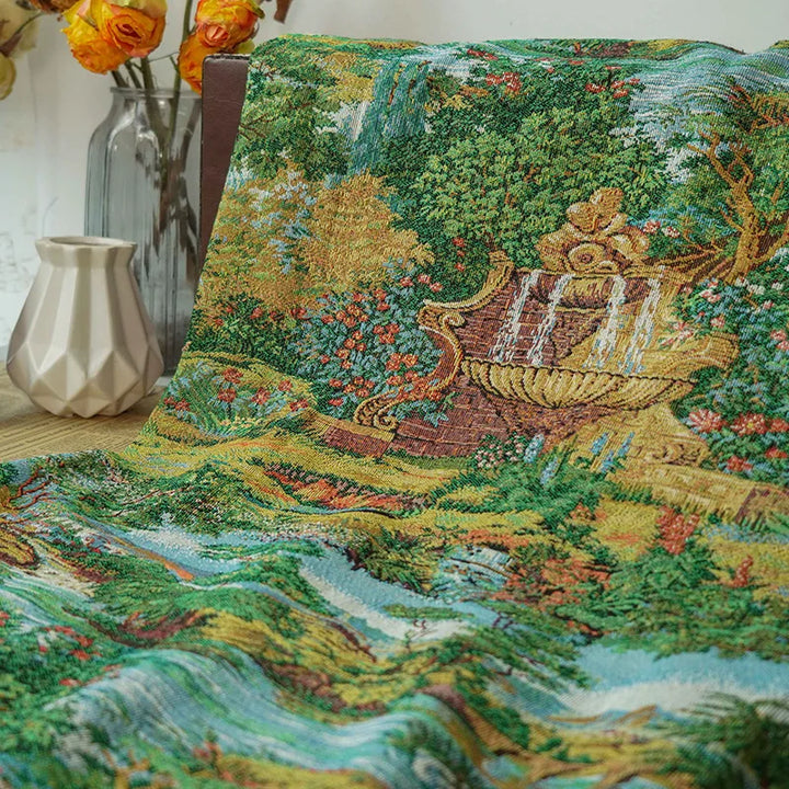 Hicksville Green Oil Painting Style Yarn Dyed Jacquard Fabric