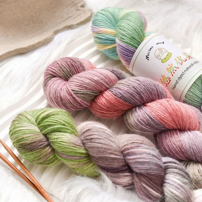 100g Colorful Merino Wool Yarn Handmade Dyed Yarn