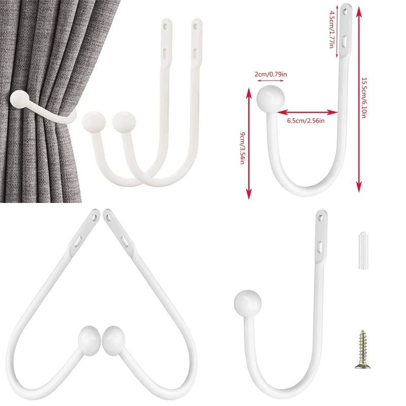 2 PC / Modern Shaped Metal Curtain Hook