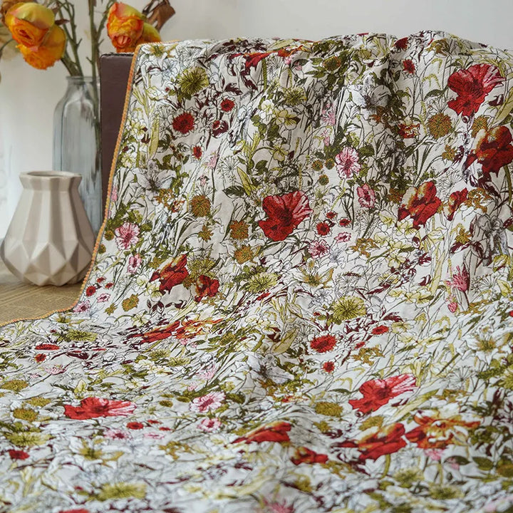 Alice Red Floral Chenille Jacquard Fabric