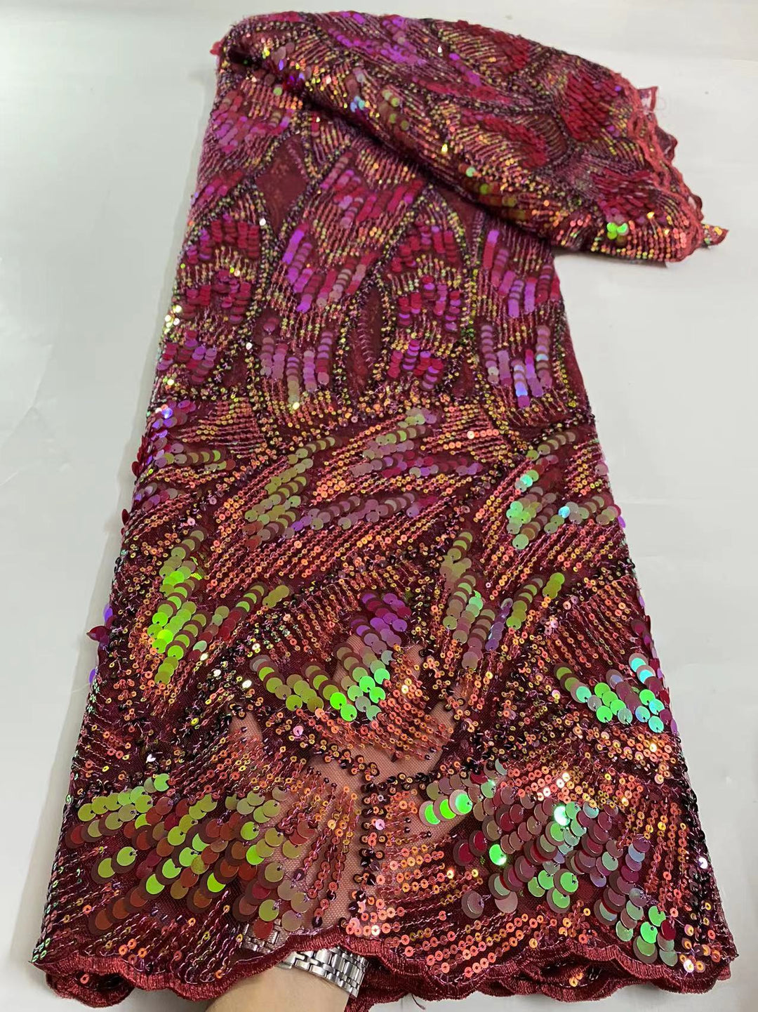 5 YARD / 7 COLORI / Tessuto Nolan per abiti da cerimonia nuziale in pizzo scintillante con ricami di perline e paillettes glitterate