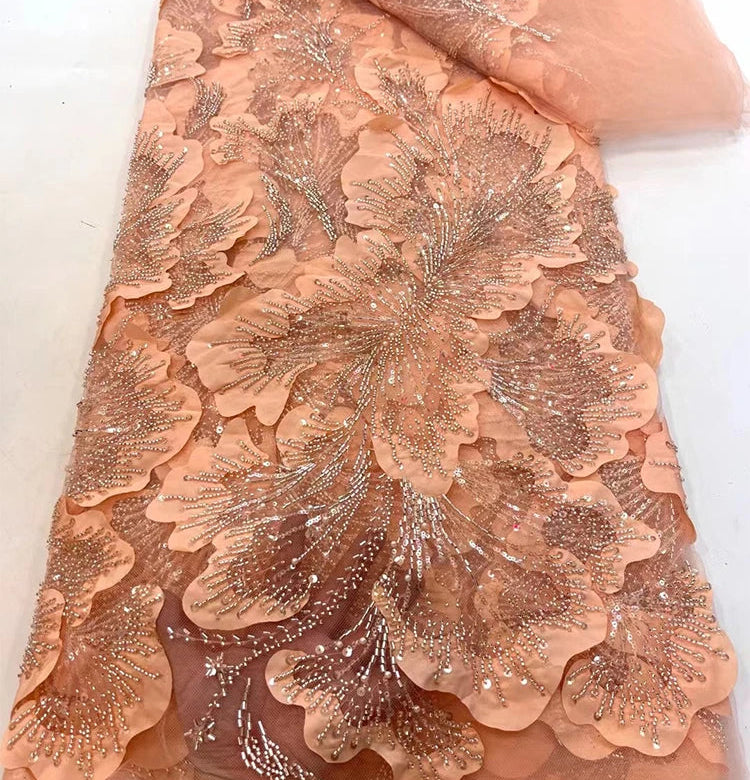 5 YARDS / 10 COLORS / Seraphine Beaded Embroidery Bridal Mesh Lace Fabric