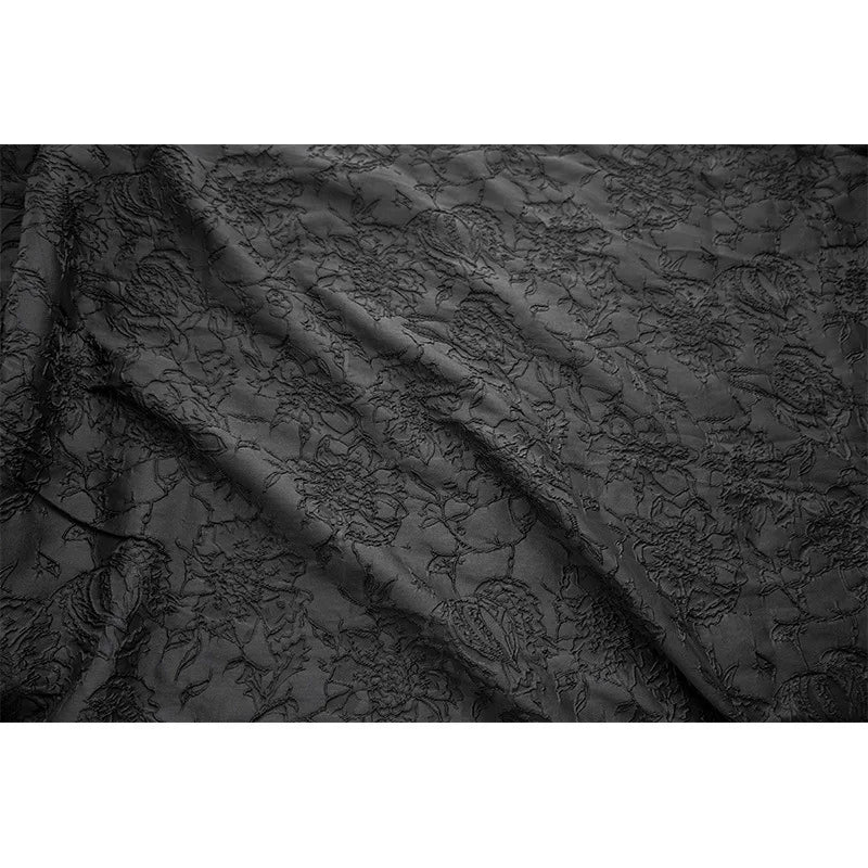 Julienne Black Large Flower Brocade Jacquard Fabric