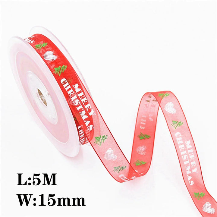 5 Meters / Christmas Satin Natural Organza Ribbon